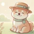 帽子をかぶって空を見上げる柴犬のイラスト